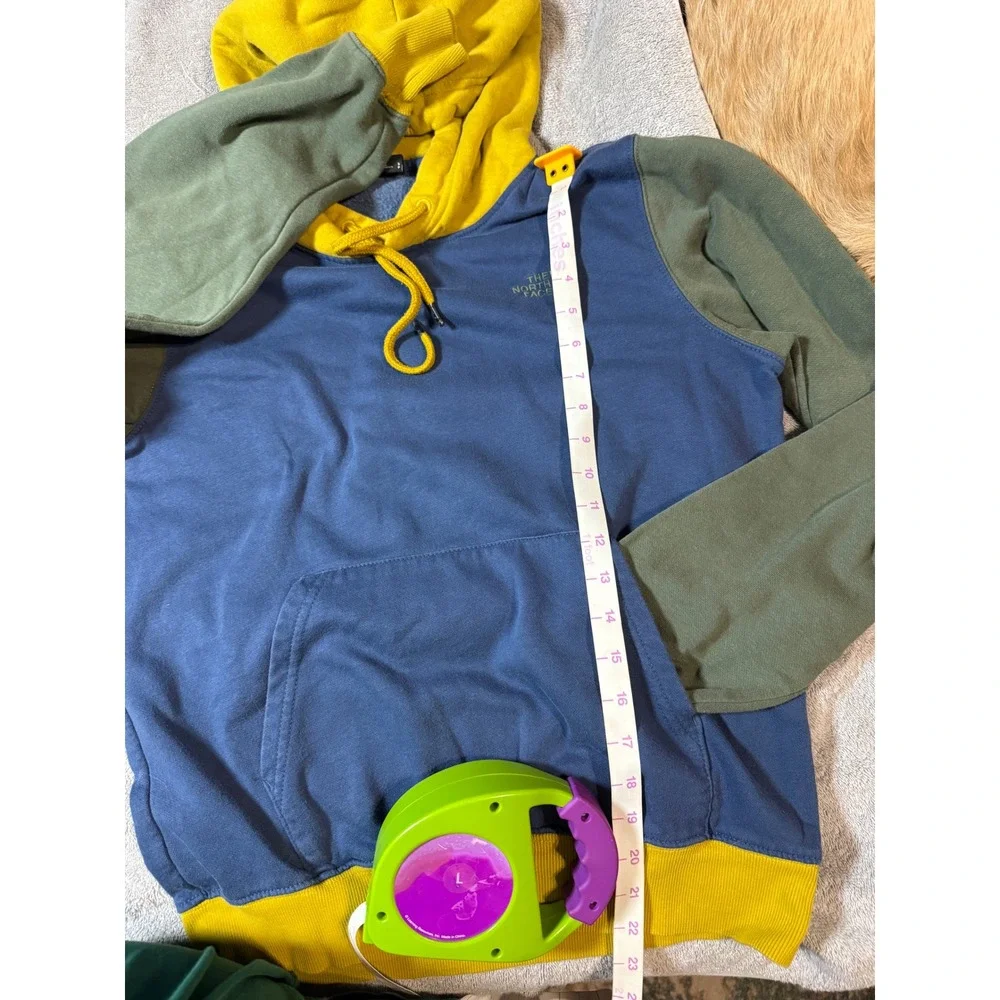 The North Face‎ Colorblock Hoodie Pullover Men Small Yellow Green Blue Cotton